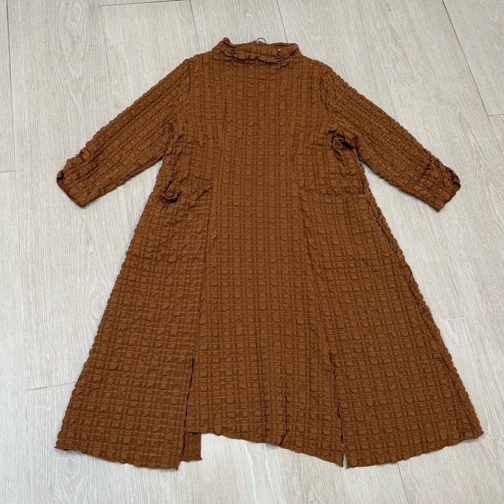 IC Collection 6000DX 4540 Bubble Textured Mock Neck Maxi Dress Sz 3X USA Brown